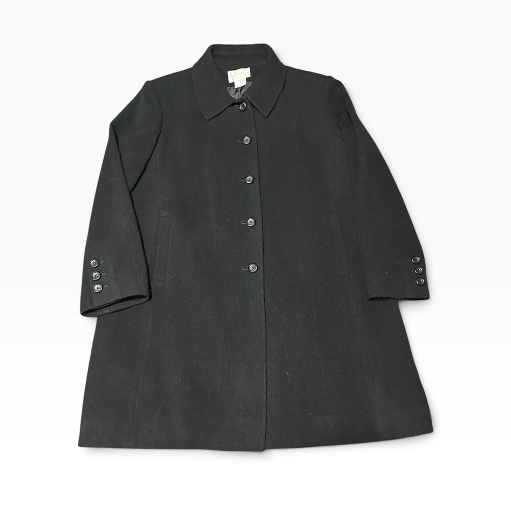Worthington Pea Coat Women's XL 100% Wool Black Preppy Mid-Length Fall Overcoat